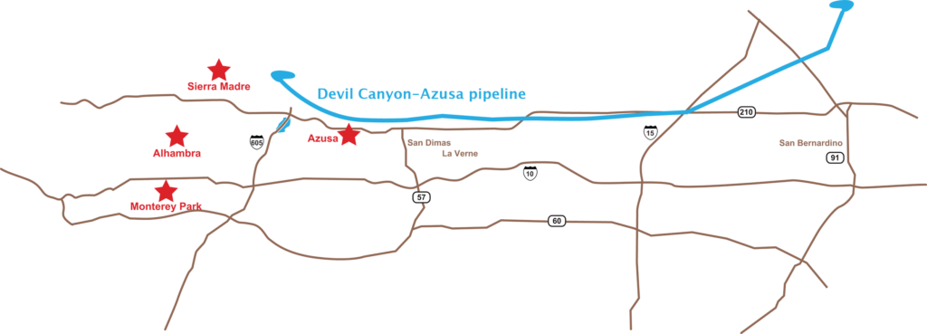 Devil-Canyon-Azusa-Pipeline-1024×369 Map of SGVMWD Walter Delivery System network